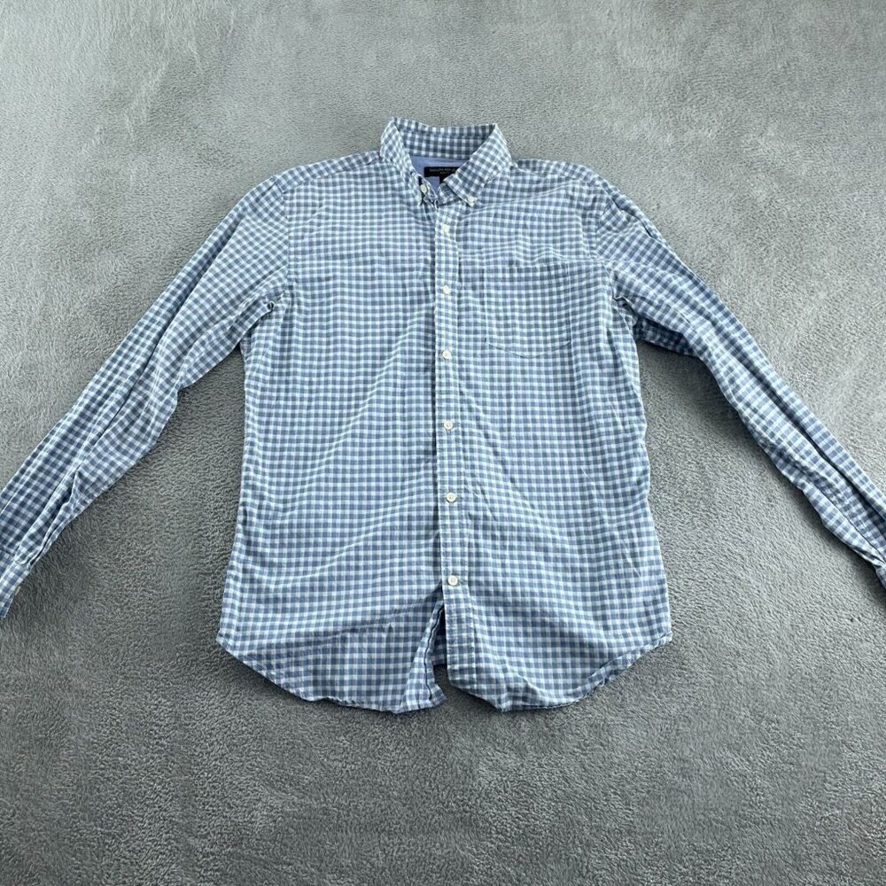 Blue & White Gingham Check Banana Republic Button-Up Shirt L 100% Cotton 5932